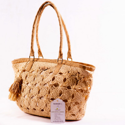 Christina Handbag - Made from Crocheted Raffia and Cork