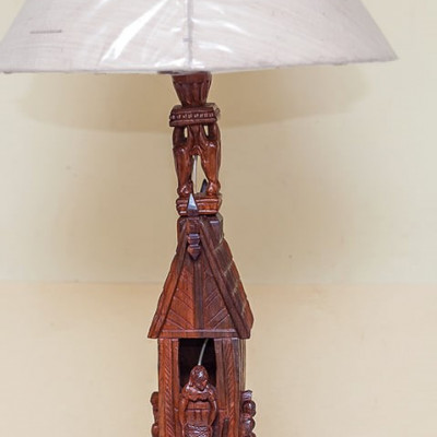 Lamp stand and shade in rosewood