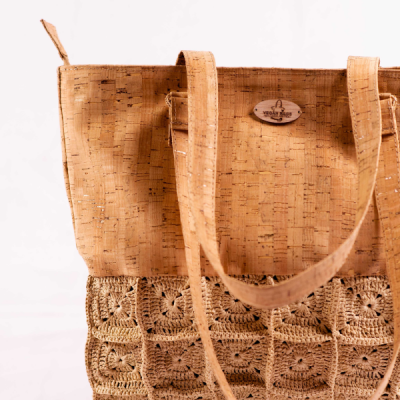REBECCA - Cork and Raffia Crochet Handbag