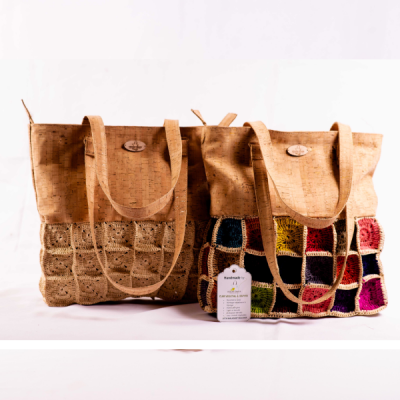 REBECCA - Cork and Raffia Crochet Handbag