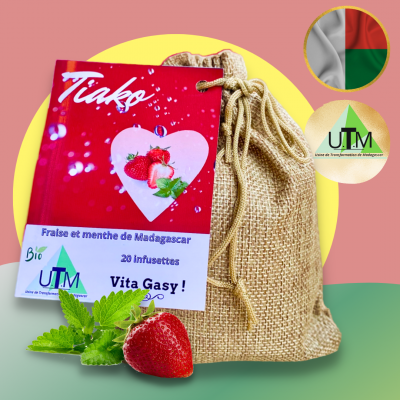 120g - Infusion fraise - menthe ; "TIAKO" delicieuse et rafraichissante