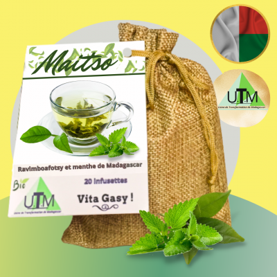 120g -Thé de santé naturel et antioxydant Infusion MAITSO : Ravimboafotsy - menthe : un voyage gustatif exotique !