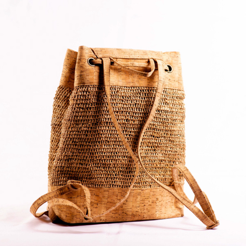 Candy Cork and Raffia Crochet Backpack- GM