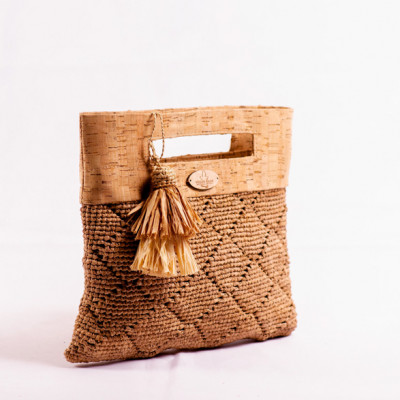 Cindy Handbag -cork and crocheted raphia