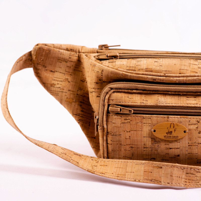 Evana Banana Bag - Cork, Double Closure, Cotton Lining