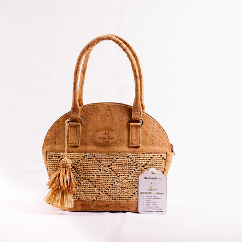 Judith Lady Bag - sac à main en liège et du crochet raphia