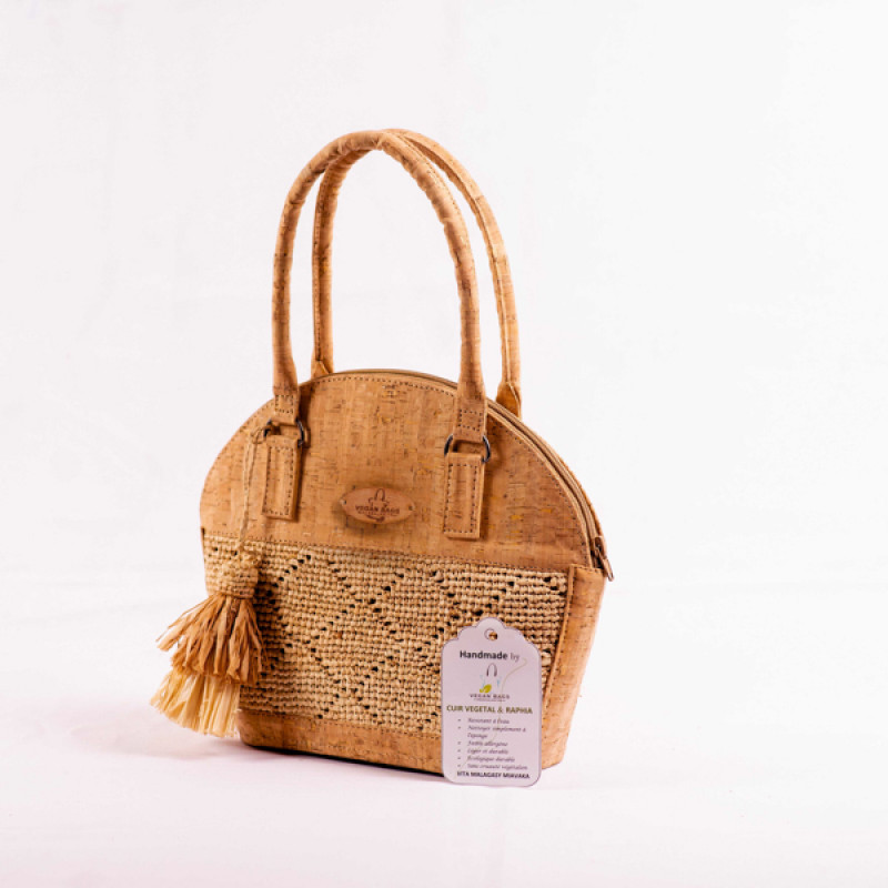 Judith Lady Bag - sac à main en liège et du crochet raphia