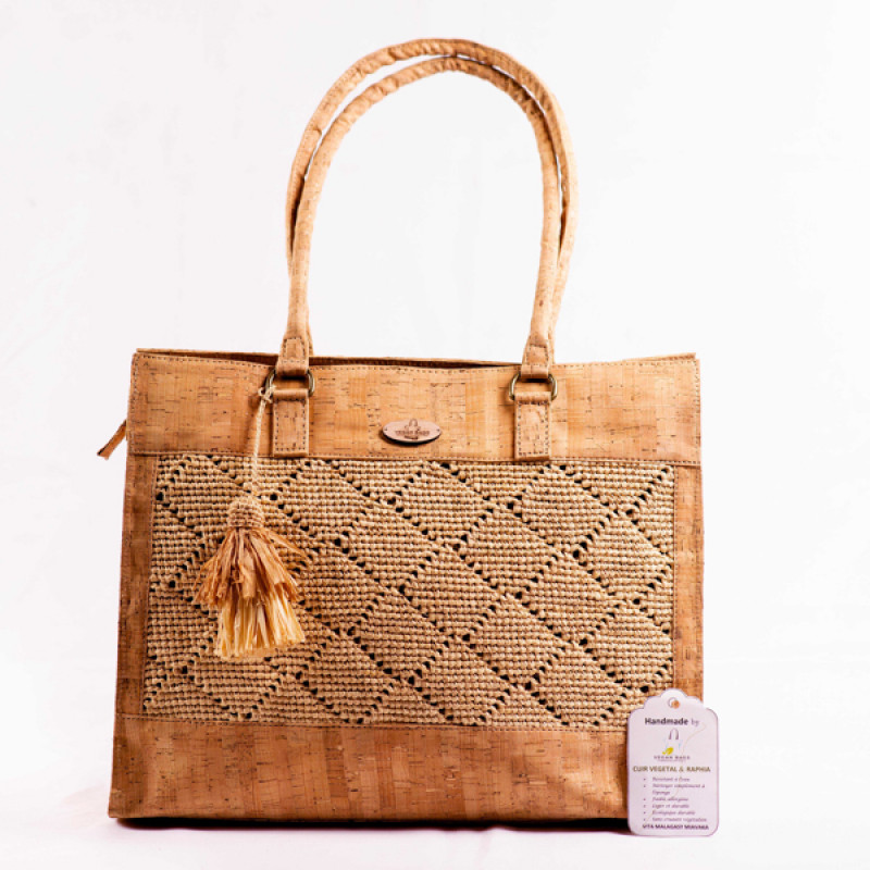 Nandriana Lady Bag Raffia crochet and cork - GM