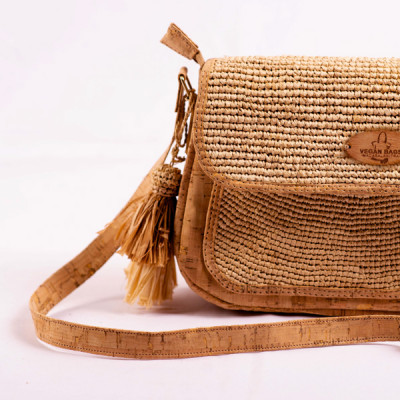 Cork and Raffia Handmade Clutch - Exotic Look