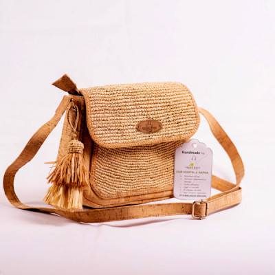 Cork and Raffia Handmade Clutch - Exotic Look