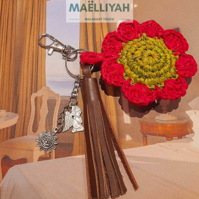 Raffia Bag Jewel & Key Ring "FITIA" by Maëlliyah