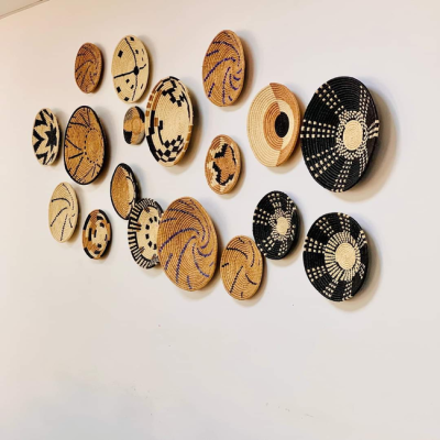 Wall decorations in raffia