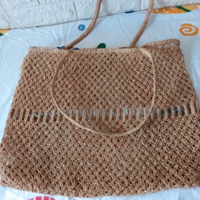 Sac en raphia macramé