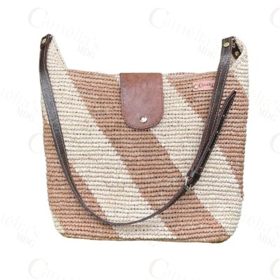 Raphia Shoulder Bag (Natural and light tea)