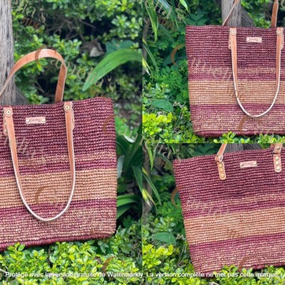 Raffia Bag ( Mottled - Chocolate Brown - Dark Tea)