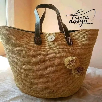 Raffia bag - in handmade crochet