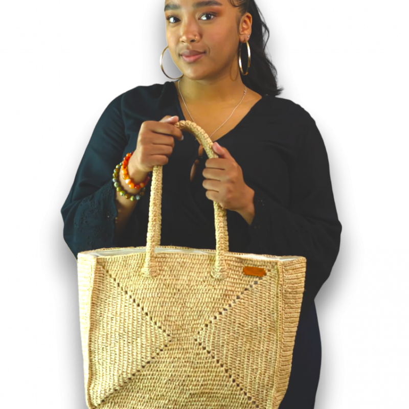 Handmade Raffia Handbag from Madagascar Art-Tan-Of -Mada