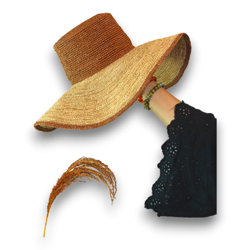 Chapeau en Raphia Fait Main femme capeline - Art Tan Of Mada