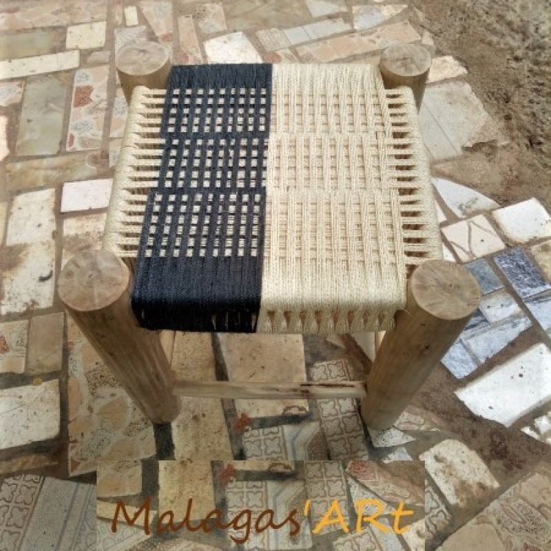 Tabouret tissé en fil de sisal