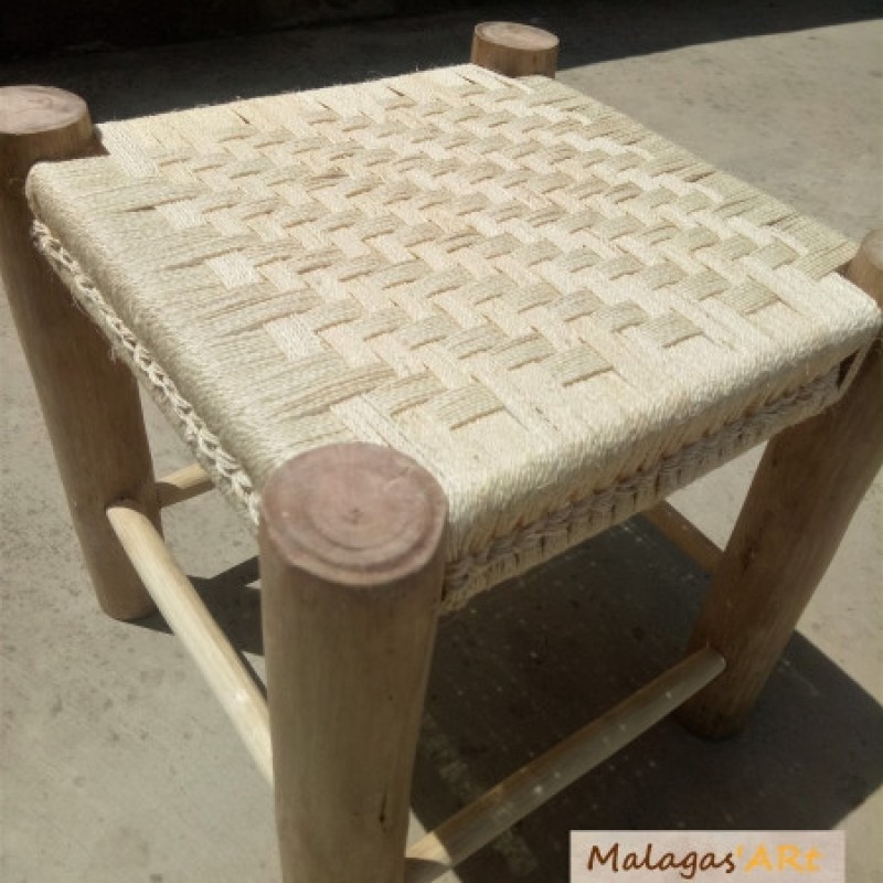 Tabouret tissé en fil de sisal