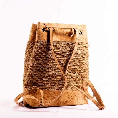 Candy Handmade Raffia Backpack for Women with Cork - Vegan bags Mada