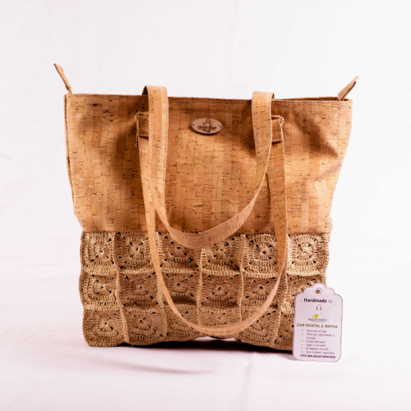 REBECCA - Cork and Raffia Crochet Handbag