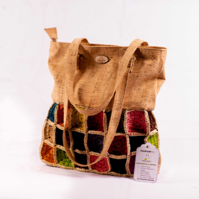 REBECCA - Cork and Raffia Crochet Handbag