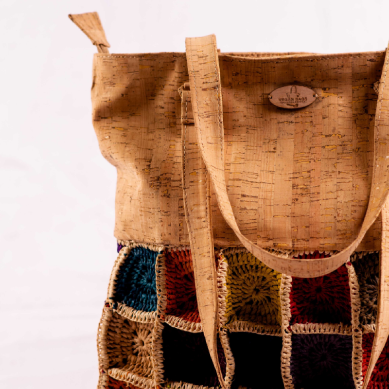 REBECCA - Cork and Raffia Crochet Handbag