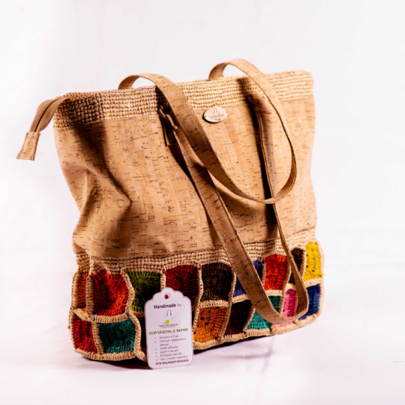 REBECCA - Cork and Raffia Crochet Handbag