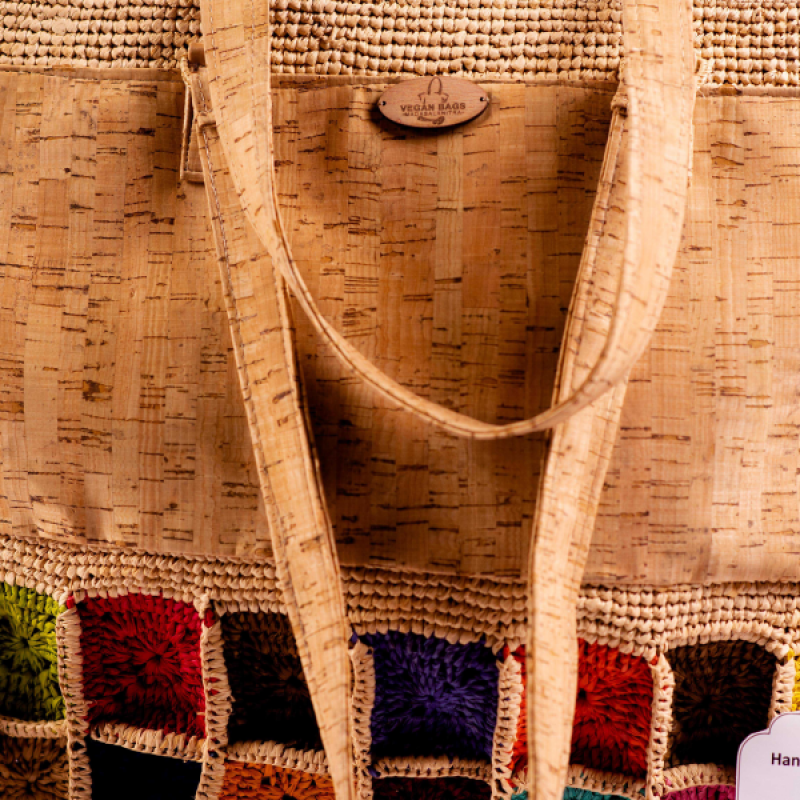 REBECCA - Cork and Raffia Crochet Handbag