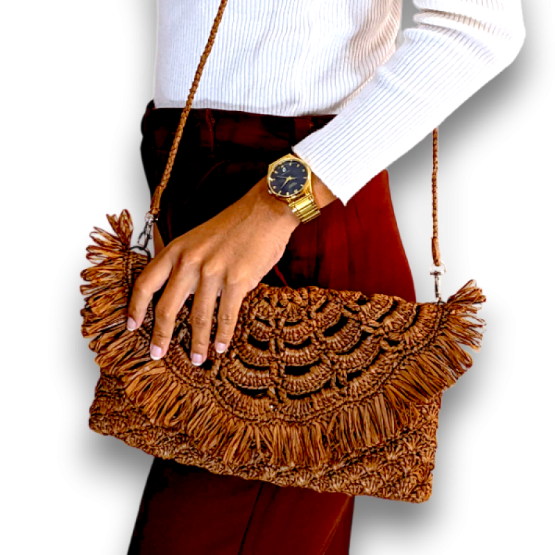 Natural Raphia Crossbody Bag "Saritaka"