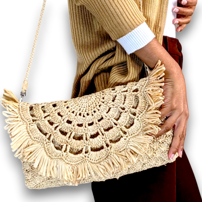 Natural Raphia Crossbody Bag "Saritaka"