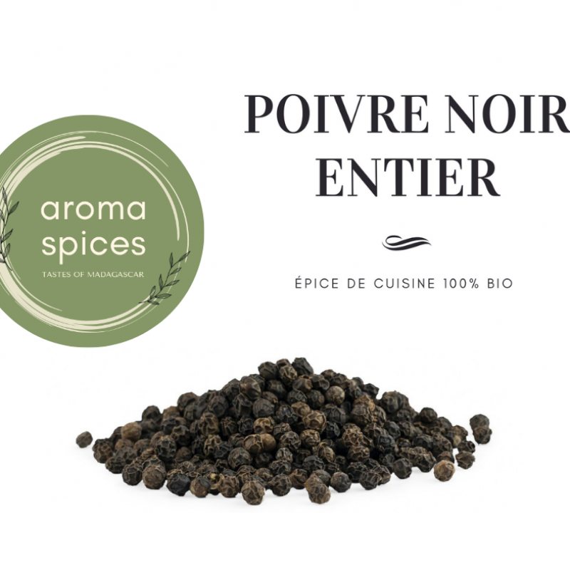 Whole black pepper from Madagascar 100g to 1Kg