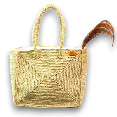 Handmade Raffia Handbag from Madagascar Art-Tan-Of -Mada