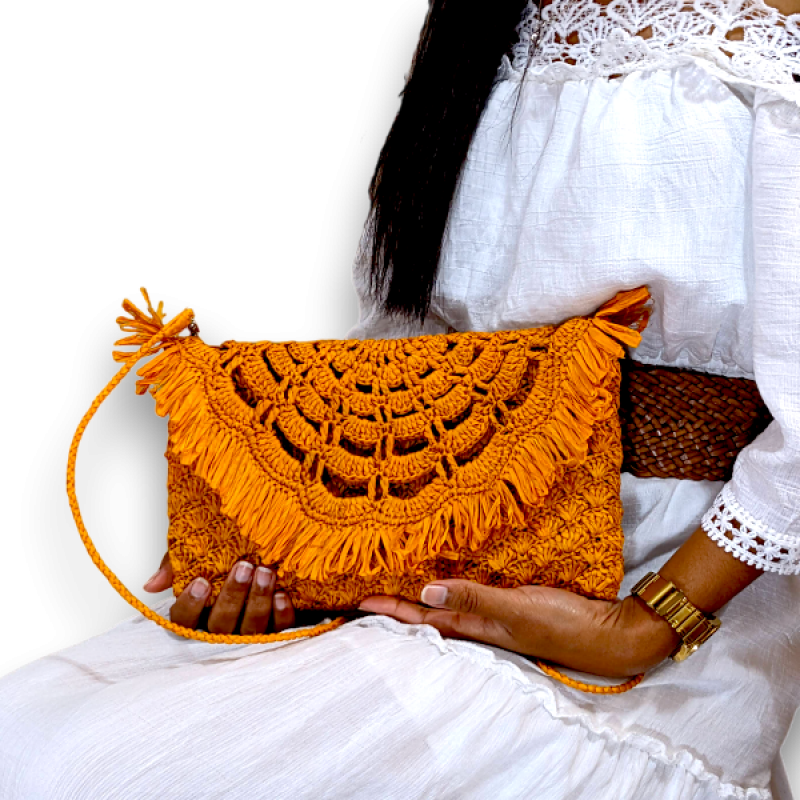 Natural Raphia Crossbody Bag "Saritaka"