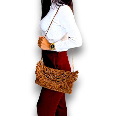 Natural Raphia Crossbody Bag "Saritaka"